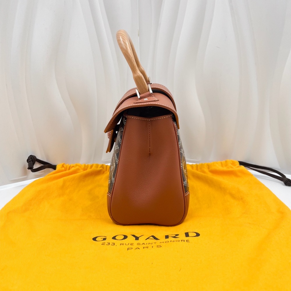 GOYARD Saigon Mini Bag Black & Tan Goyardine Canvas Leather Trim - Picture 3 of 15